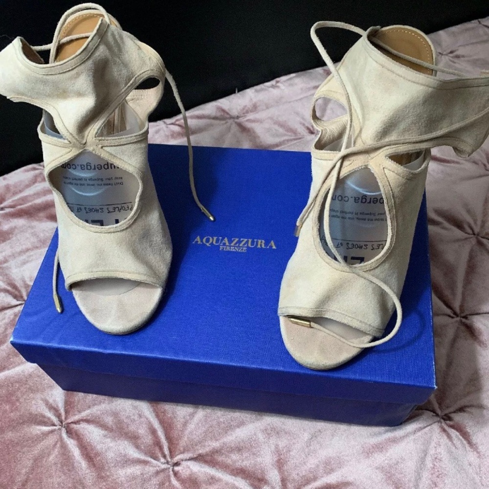 Aquazzura Sexy Things Heel Nude Suede Size 40